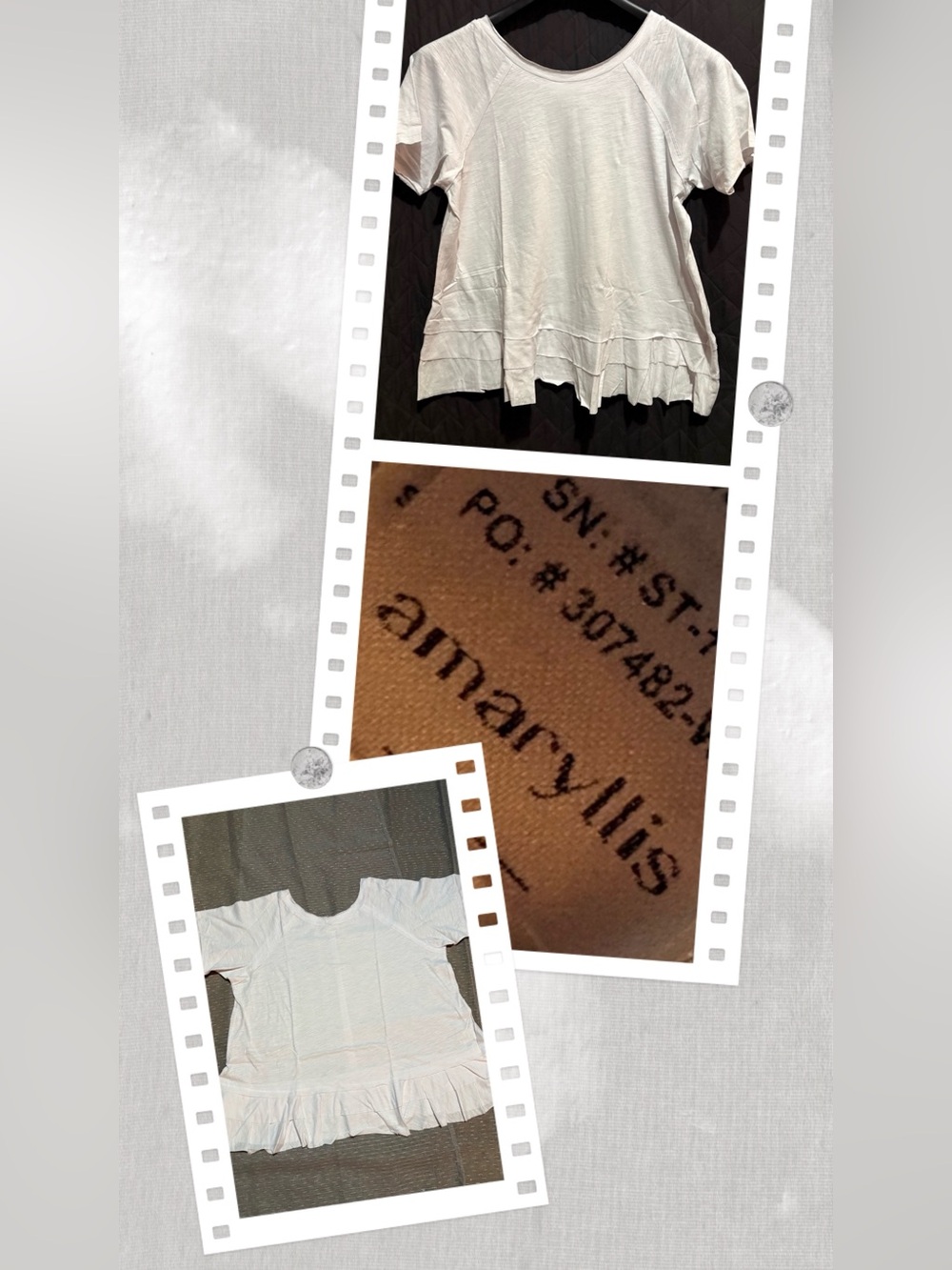 Amaryllis Pale Pink Short Sleeve Ruffle-Hem Tee p2p22 #2046